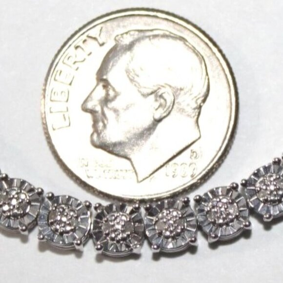 Faceted Sterling Silver Tennis Bracelet - Picture 5 of 6